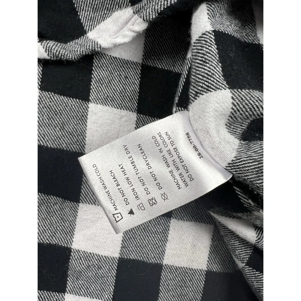 Latuza Sleepshirt Womens Medium Black & White Plaid Long‎ Sleeve Flannel